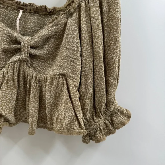 Free People Brittnee Print Smocked Peplum Top – Women’s S - Picture 3 of 8
